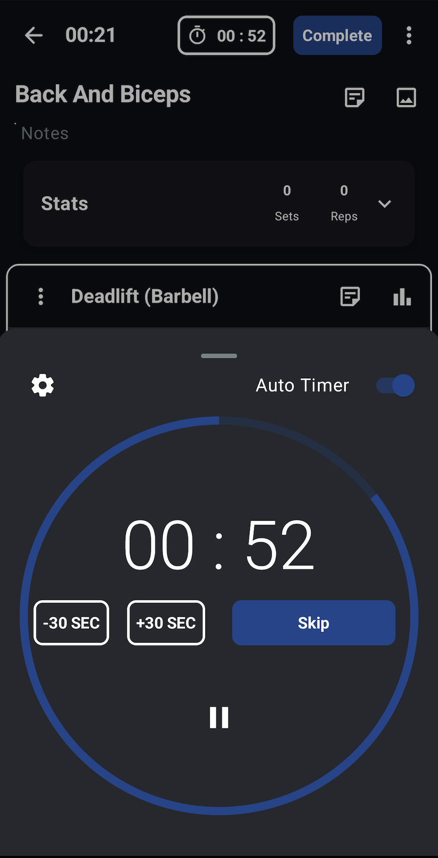 Workout Timer Interface